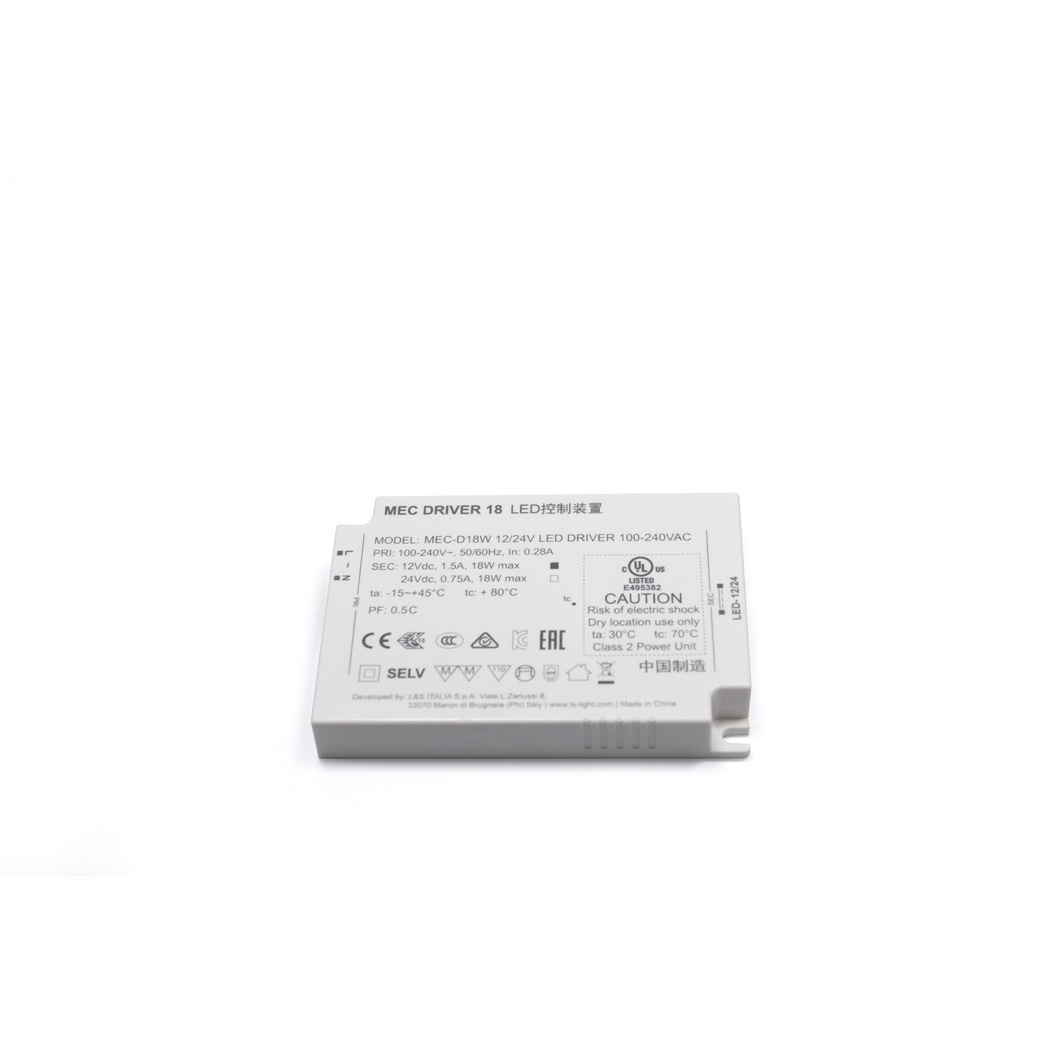 Mec Driver Led transfo 18w 12/24V zonder kabel